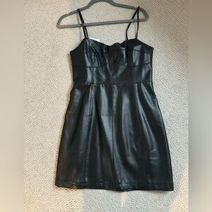Showpo Faux Leather Black Mini Dress